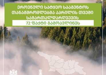 ეროვნული სატყეო სააგენტოს თანამშრომლებმა აპრილის თვეში ხე-ტყის უკანონო მოპოვებისა და ტრანსპორტირების 72 ფაქტი გამოავლინეს